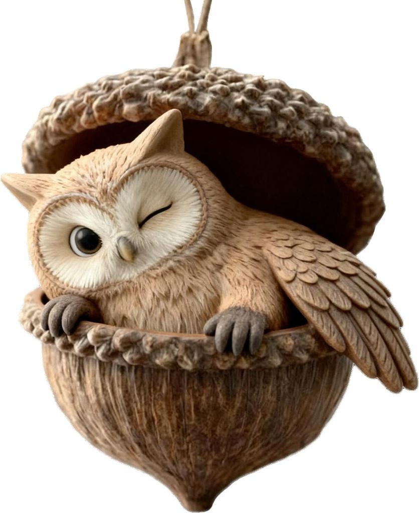 Waldtier-Eichel-Ornamente, 2D-Acryl-Kiefernzapfen-Tier-Weihnachtsbaumanhänger, gemütliche Wald-Weihnachtsdekoration