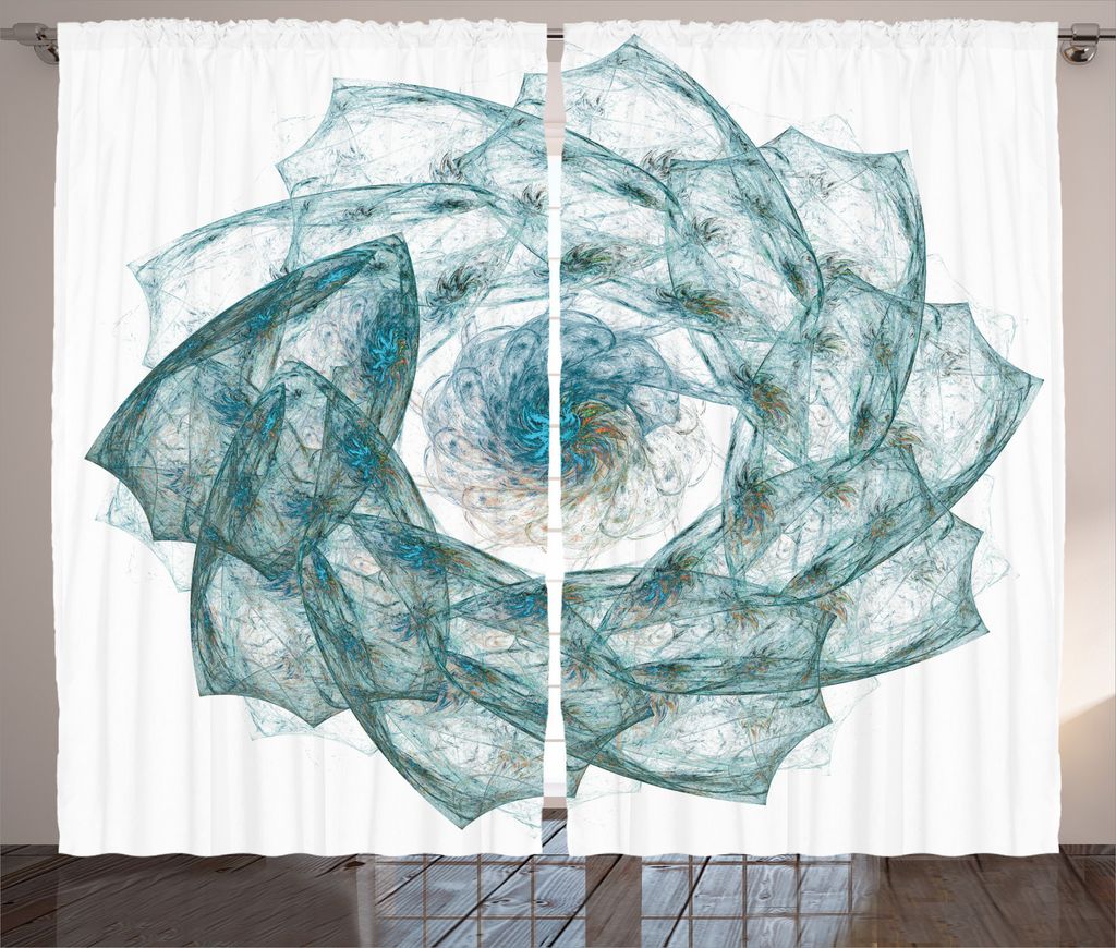 ABAKUHAUS Teal Rustikaler Gardine, Exquisite Blumen-Shaped, Schlafzimmer Kräuselband Vorhang mit Schlaufen und Haken, 280 x 245 cm, Teal