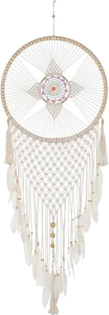 Attrape-rêves Bohème Plumes Naturelles 145 cm DKD Home Decor de Qualité