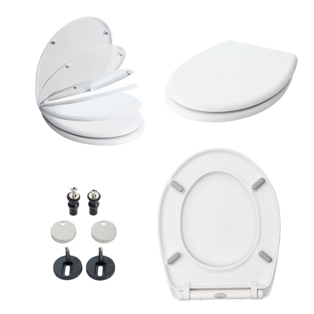 Toilettensitz mit Absenkautomatik Duroplast 1 Universal WC-Deckel Hart passend für, Soft-Close-WC-Sitz aus Duroplast, WC-Sitz mit Softclose