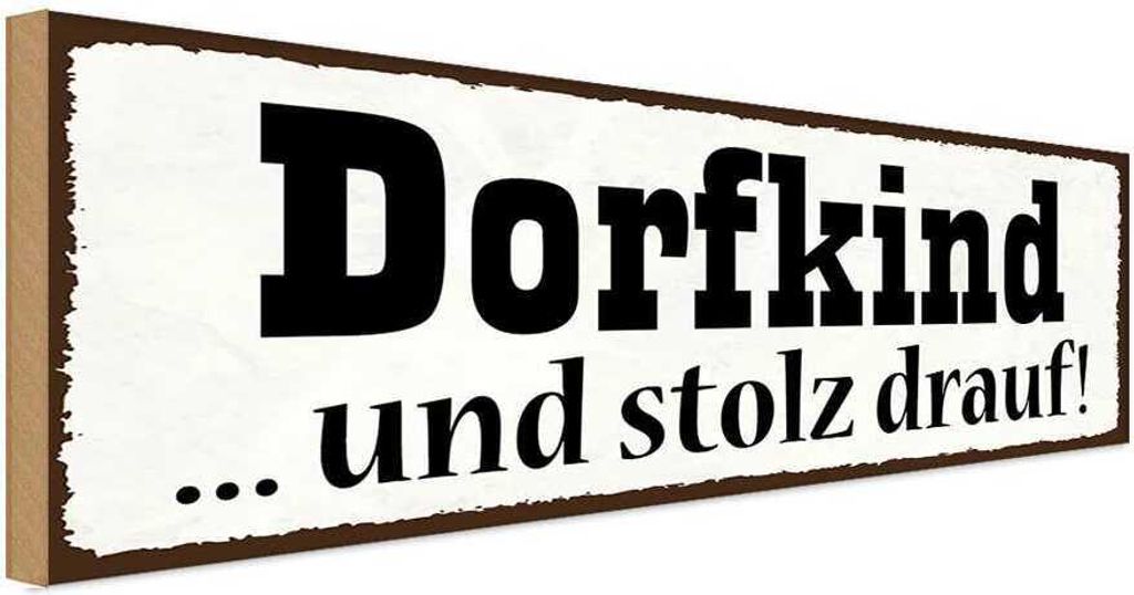 vianmo Holzschild 10x27 cm Dorfkind und stolz drauf Produktbild 