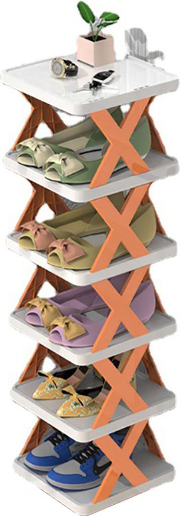 360Home Einfaches Schuhregal abnehmbar Orange 6 Ebenen Produktbild 
