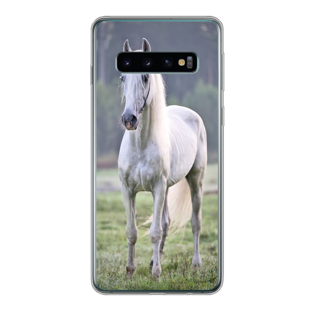 MuchoWow Handyhülle Schutzhülle Hülle für Samsung Galaxy S10 Pferd - Licht - Morgen Silikon Softcase Handy Hülle - Handytasche