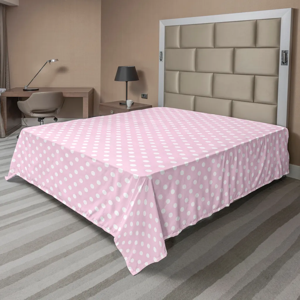 Drap de Lit Doux et Anti-Plis Motif Vintage à Pois pour Sommeil Réparateur