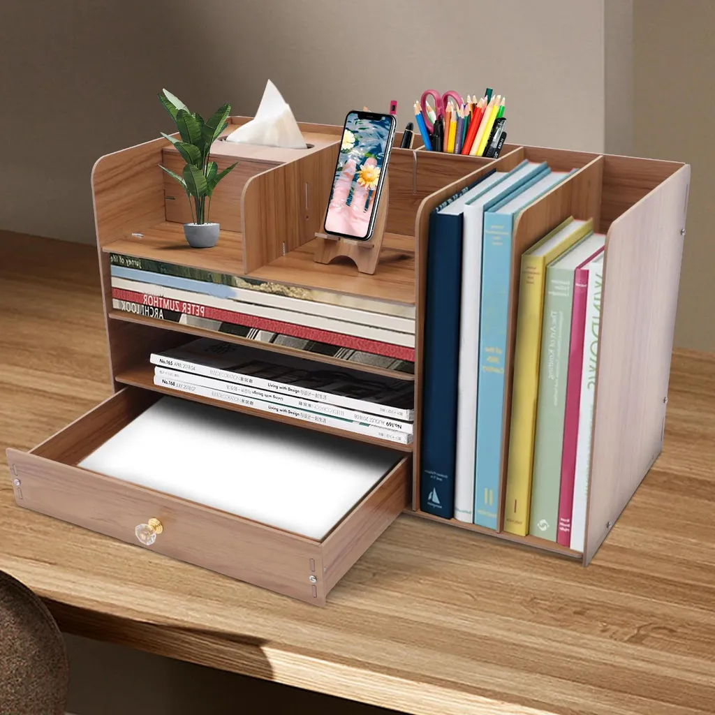 Libérez votre bureau du désordre : rangement bois A4 et support mobile - 9
