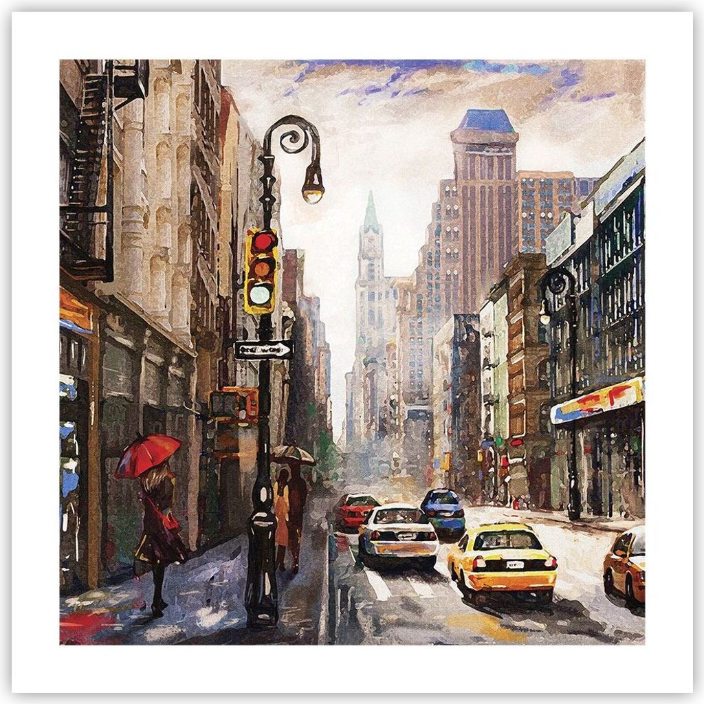 Poster - Poster ohne Rahmen - New York Aquarell - 50x50 cm - Wand Bild - Wanddeko - Wandbilder - Kunstposter - Wandposter - Bilder - Kunstdruck - W...