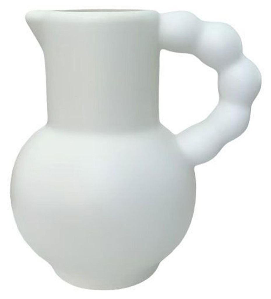 Rustikale Vase mit Henkel, Retro-Imitation, Keramikvase im Krug-Design, weiße dekorative Kunststoffvase, Hydrokultur-Pflanzgefäß für Landhaus-T...