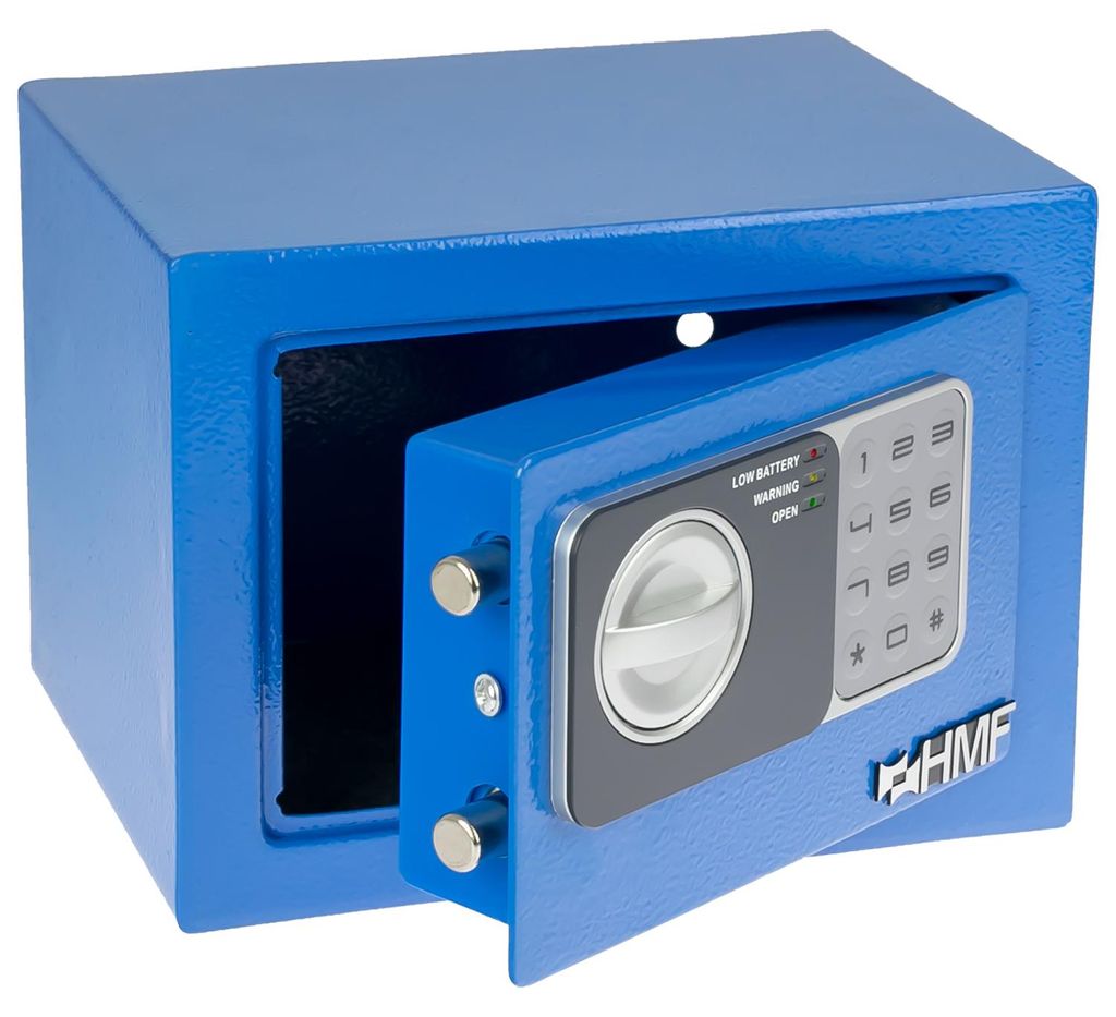 Möbeltresor mit Elektroschloss von HMF mit 23 cm Breite in Blau