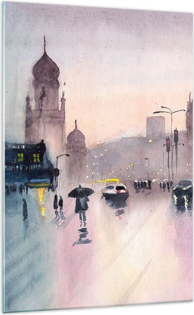 Bilder auf glas - Einteilig - Aquarell Stadt historische Denkmäler - 70x100cm - Glasbilder - Wandbilder - Bilder - Wanddekoration aus Glas - Glas ...