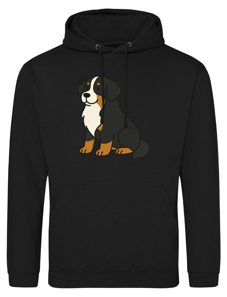 Huuraa Uni Hoodie Berner Sennenhund Comic Berner S Deep Black Vegan Sweatshirt Geschenkidee