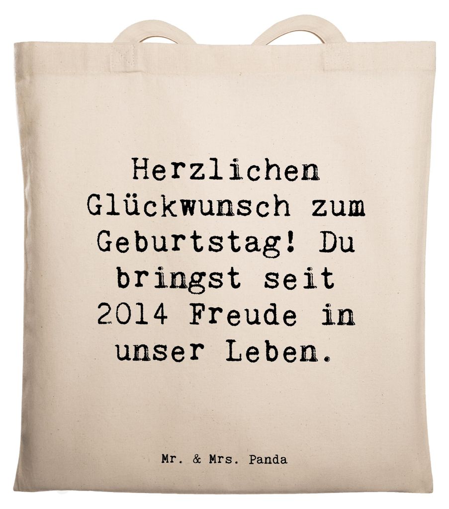 Mr. & Mrs. Panda Beutel Spruch 2014 Geburtstag Freude - Weiß - Geschenk, Jutebeutel, Geburtstagsgeschenk, tasche baumwolle, Happy Birthday, Jahrga...