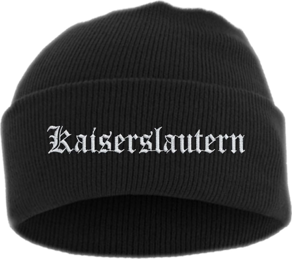 Kaiserslautern Umschlagmütze - Altdeutsch - Bestickt - Mütze mit breitem Umschlag Einheitsgröße Schwarz