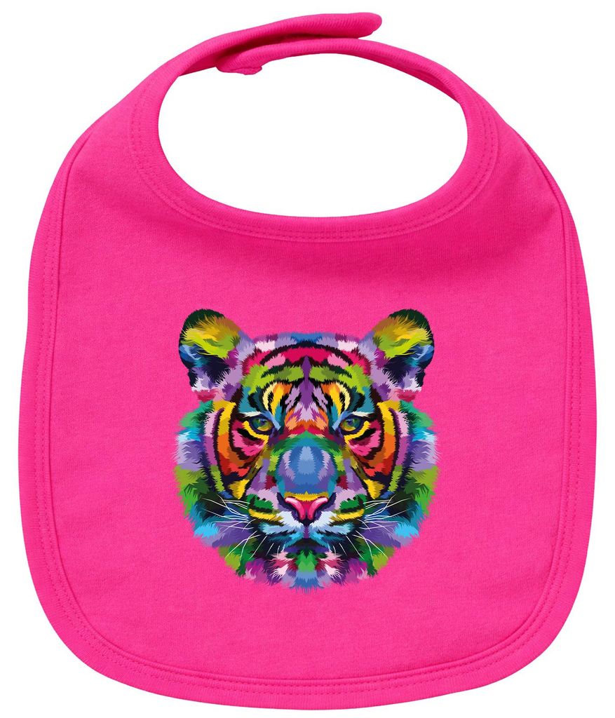 Huuraa Baby Lätzchen Tiger Kopf Colorful Cherry Pink Klettverschluss Baumwolle Latz Geschenkidee