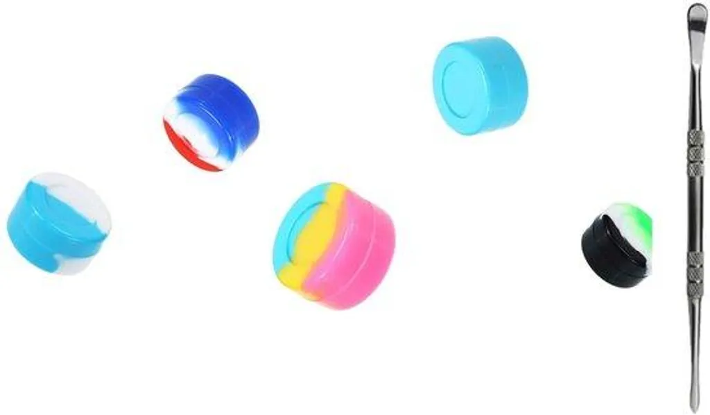 Boîtes de stockage silicone 5ml et spatule - Kit de 5 contenants ronds