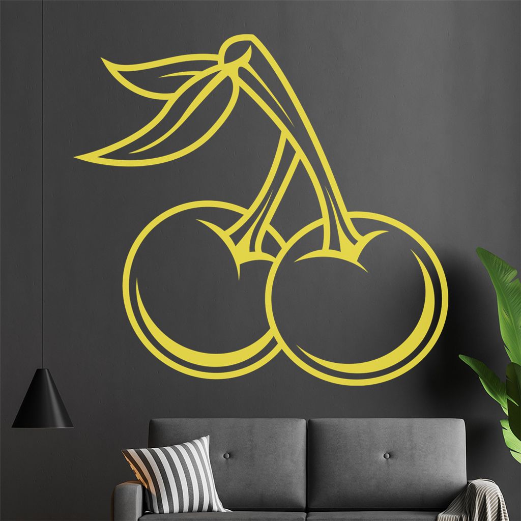 KIWISTAR Kirsch Tattoo Frucht Cherry Verlockung Wandtattoo in 6 Größen - Wandaufkleber Wall Sticker - Dekoration, Küche, Wohnzimmer, Schlafzimme...