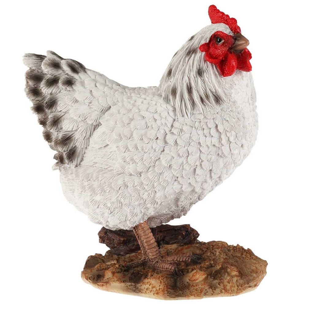 Progarden Gartenfigur Huhn weiß Polyresin 10x17x19 cm