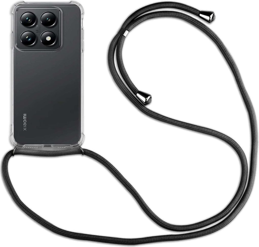 Handykett für Xiaomi 14T Pro Hülle mit Kordel Handyhülle mit Band in Schwarz
