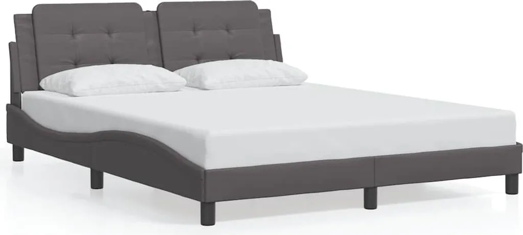 Lit 160x200 cm gris Zadar idéal pour chambre adulte - Cadre similicuir