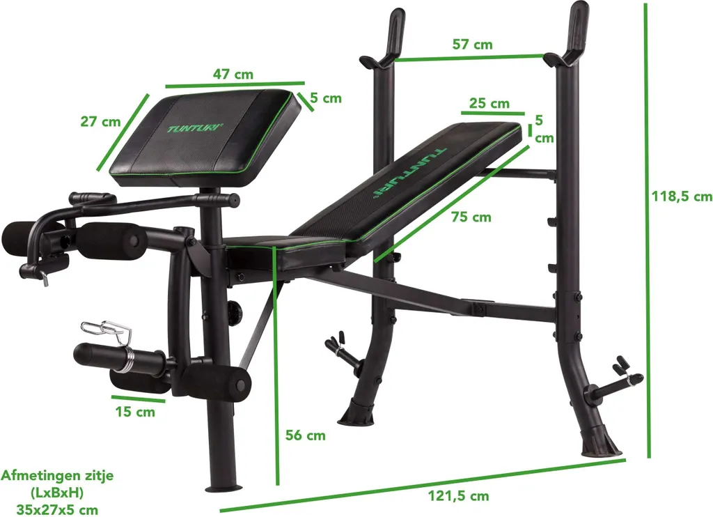 Banc de musculation compact Tunturi WB40 avec repose-barre et leg developer - 5