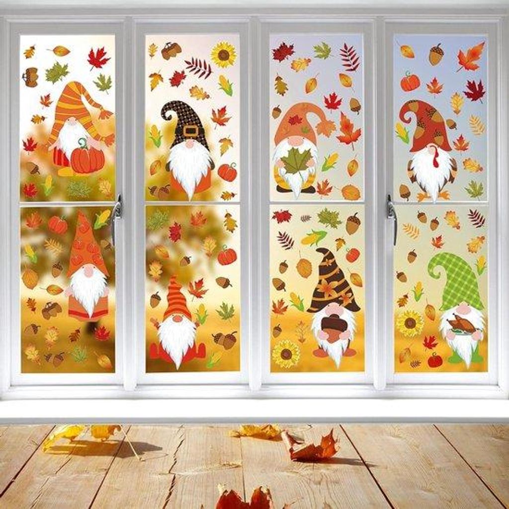Herbstdekorationen Osterfest Fenstersticker - Herbst Eschenblätter - Thanksgiving Fensterdekoration - Herbstliche Feierartikel