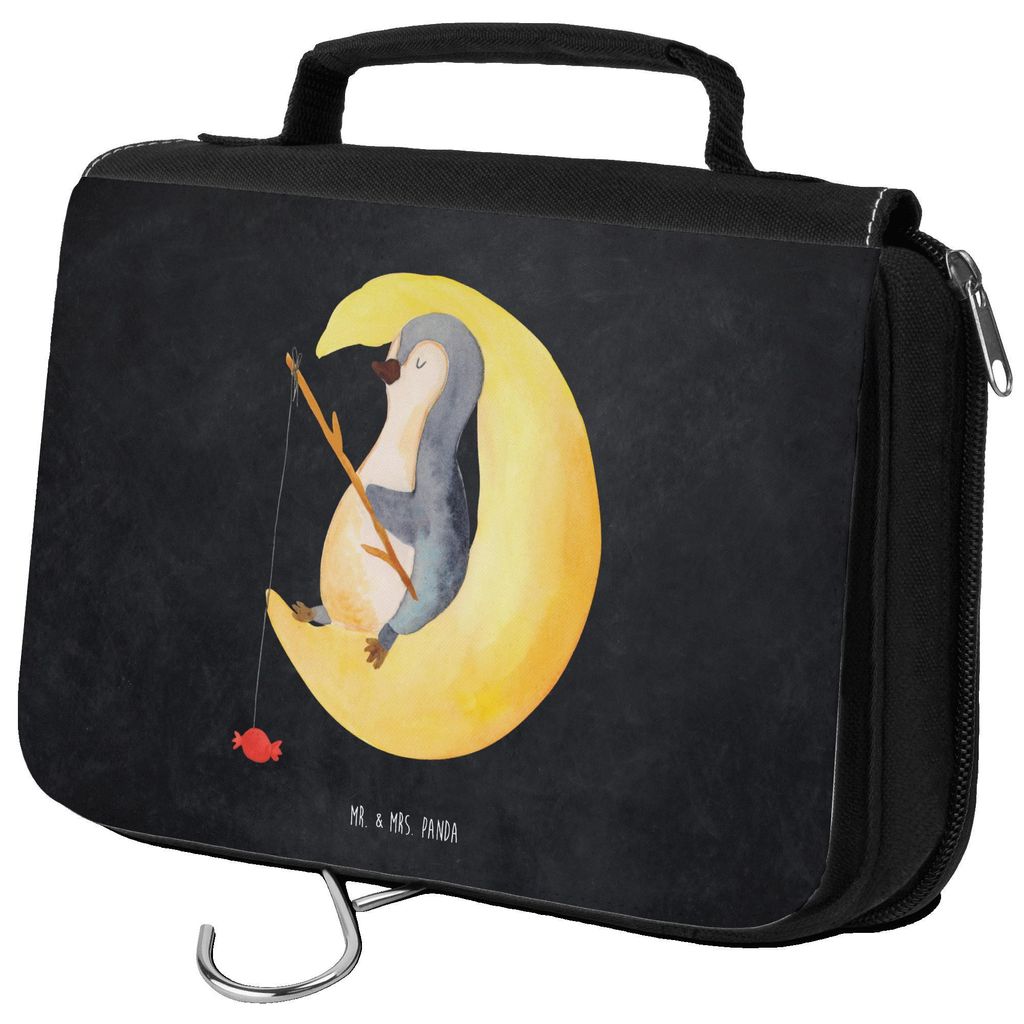 Mr. & Mrs. Panda kosmetiktäschchen Pinguin Mond - Kreidetafel - Geschenk, Kulturtasche, Kosmetiktasche, beauty case, Erschöpft, Süßigkeiten, An...