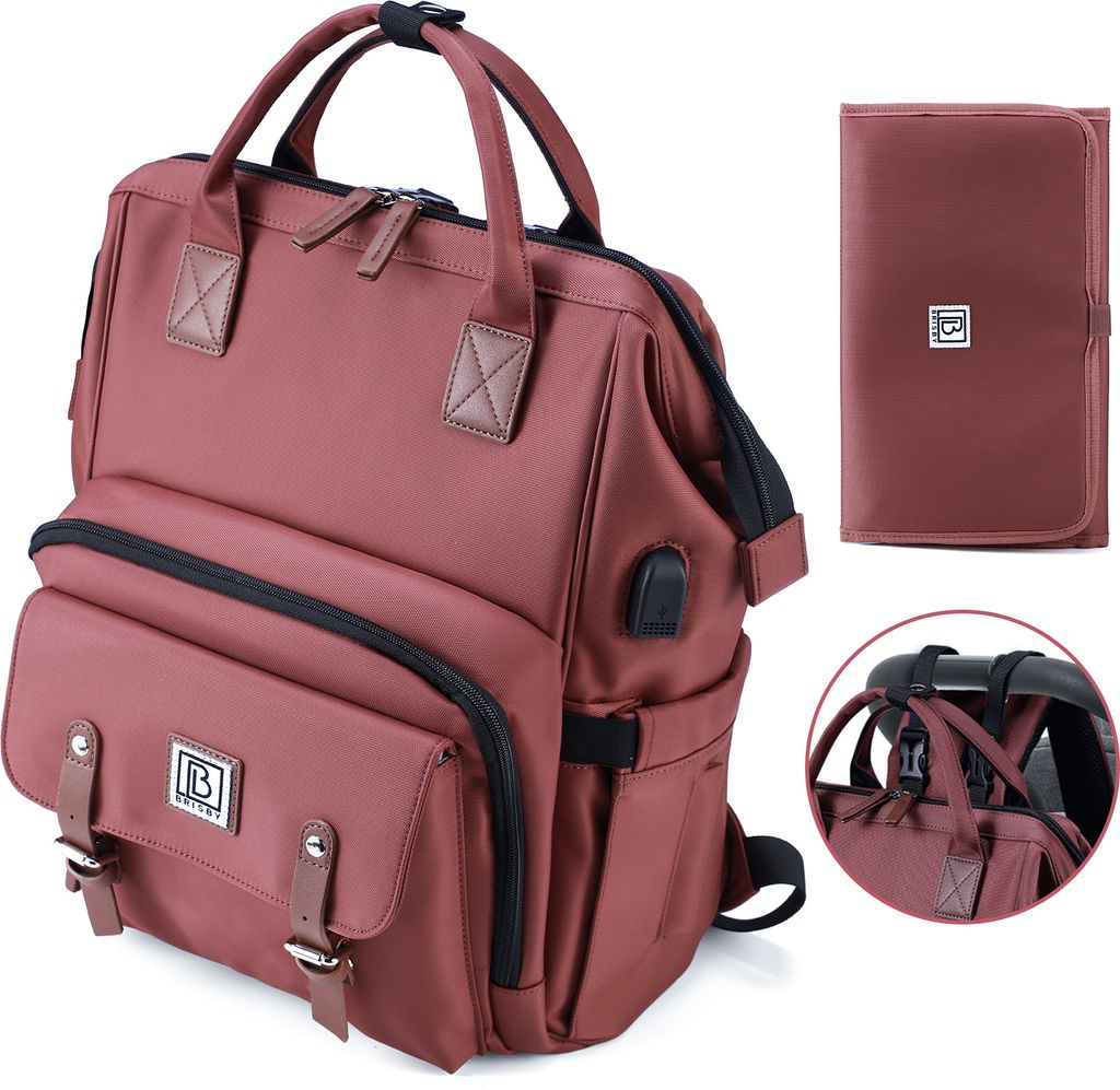 Brisby Wickelrucksack – USB-Anschluss und offener Verschluss – Rot