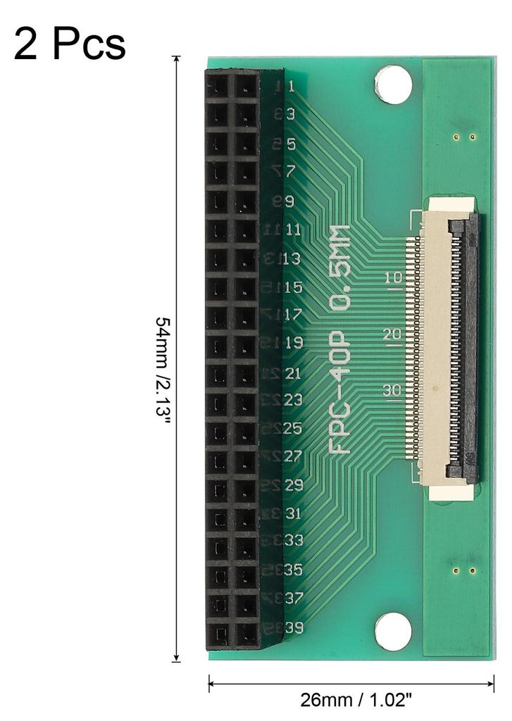2 Stš¹ck FFC FPC Connector Board 40 Pin 0,5 mm Buchse auf 2,54 mm Doppelreihige Buchsenleiste Adapter, PCB Konverter Board fš¹r DVD-Player/Digi...