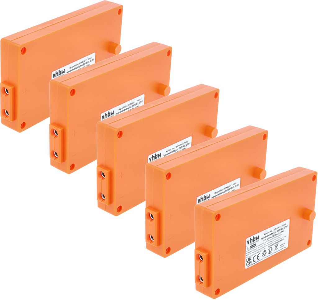 vhbw 5x Akku Ersatz für Gross Funk RGRO1215, GF001, 738010957, 100-000-134 für Industrie-Funkfernsteuerung Fernbedienung (2000 mAh, 12 V, Li-Ion)
