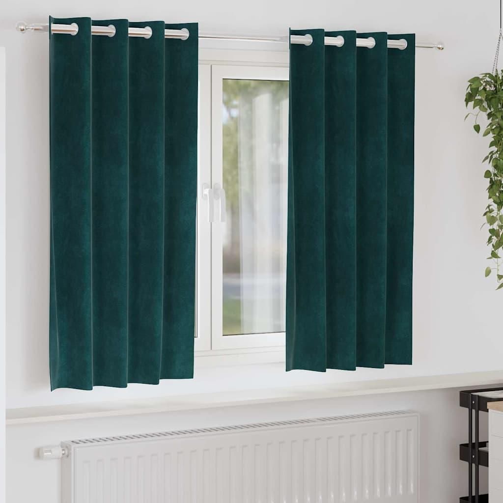 Verdunkelungsvorhänge 2 pcs Dunkelgrün 140 x 175 cm Samt