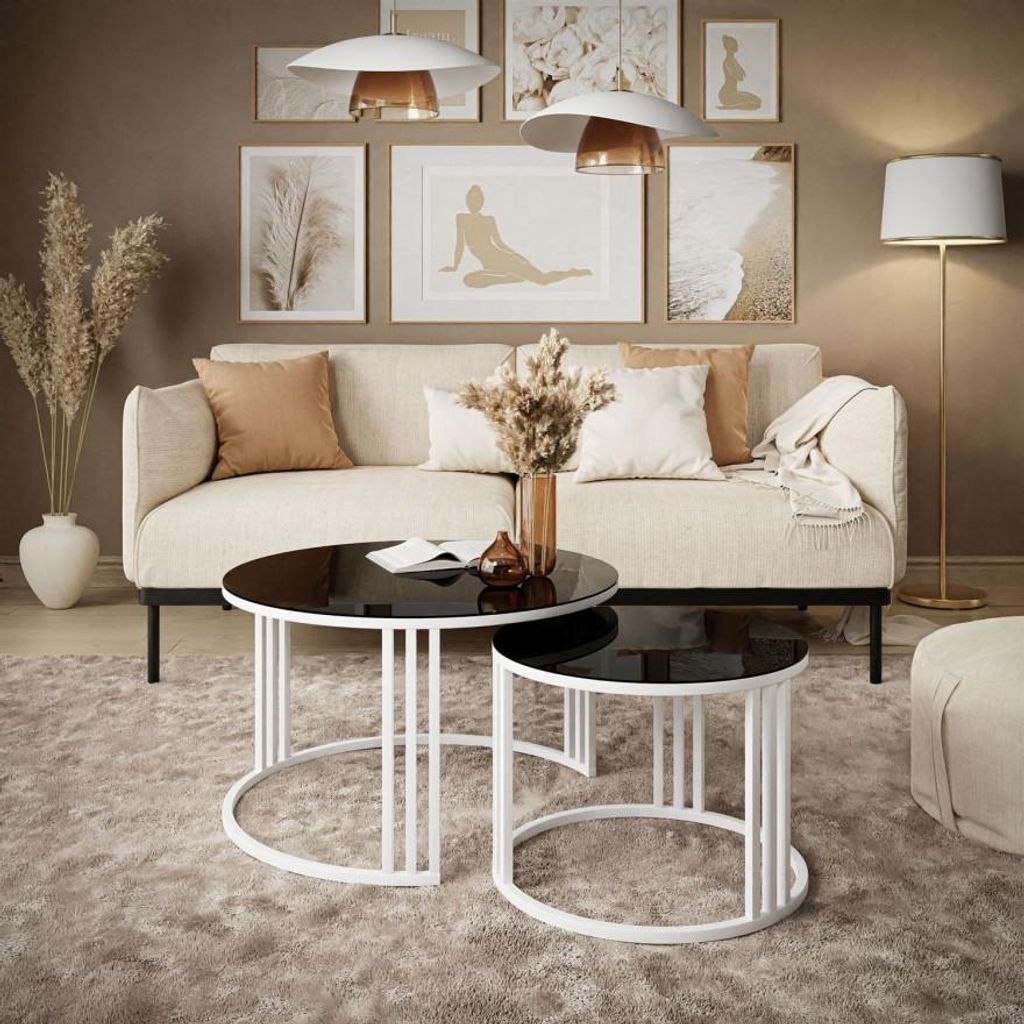 Runder Couchtisch 2in1 LORI GLASS