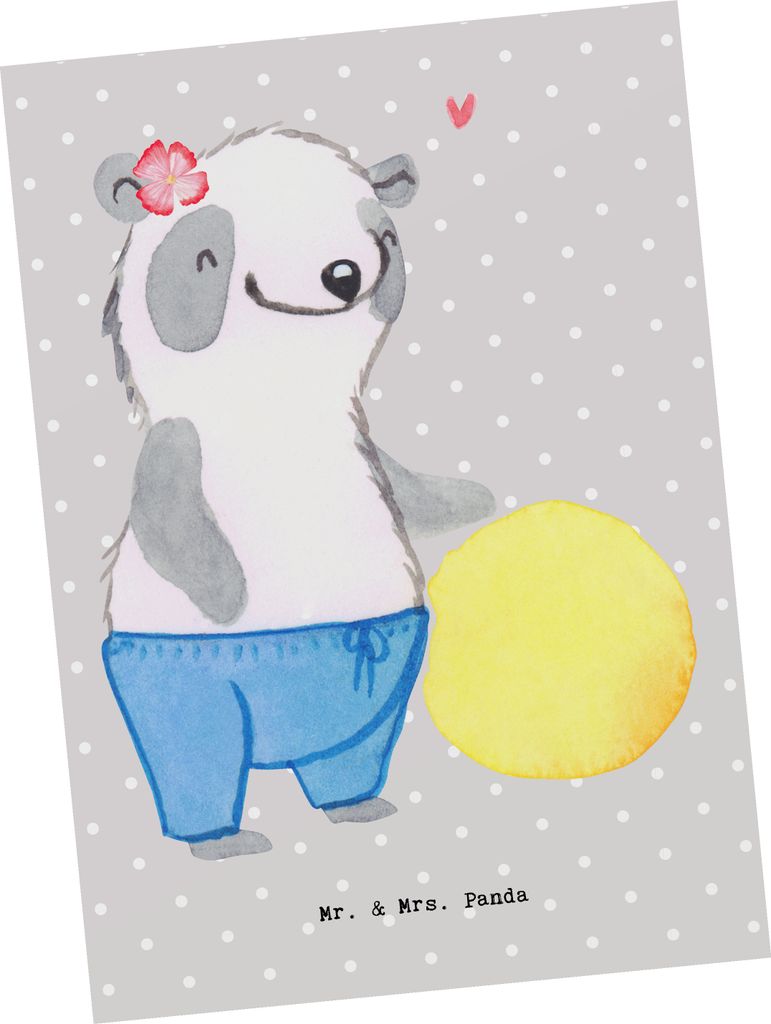 Mr. & Mrs. Panda Postkarte Physiotherapeutin Herz - Grau Produktbild 