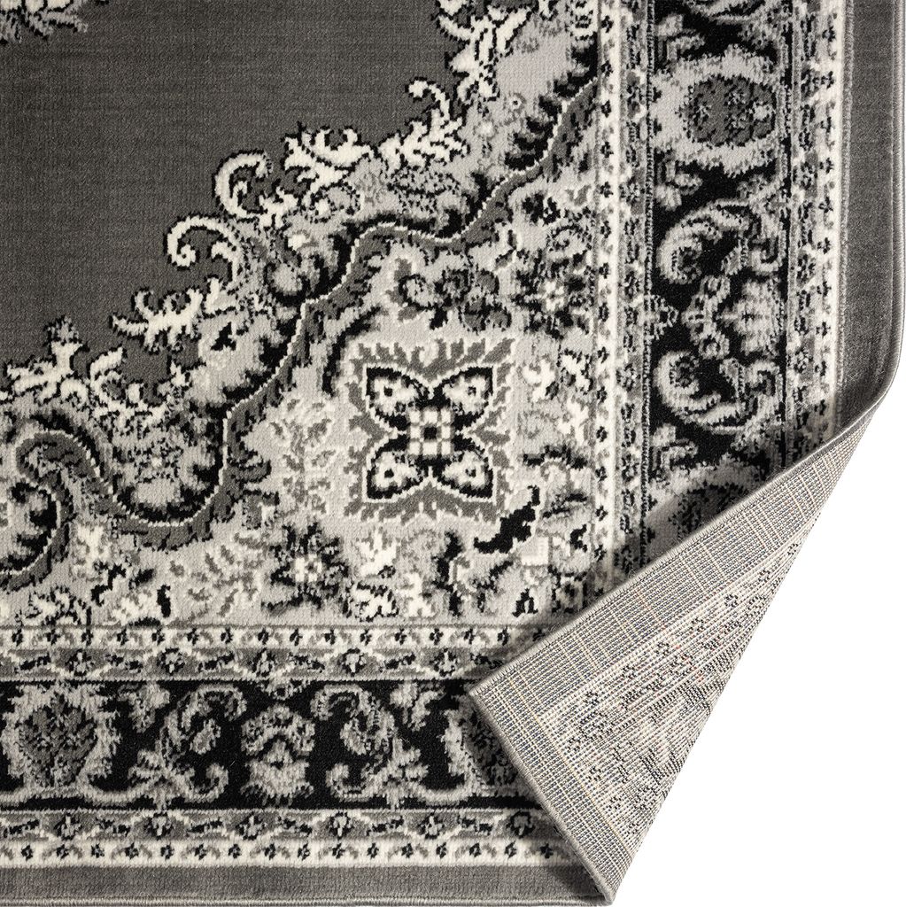 Orient Teppich grau schwarz klassisch Ornament dicht gewebt Produktbild 