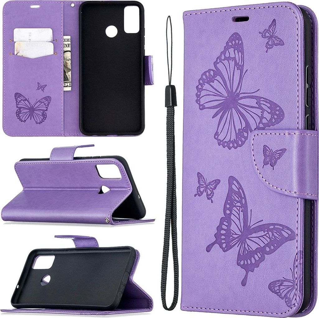 Mobigear Butterfly HONOR 9X Lite Hülle Klapphülle Geldbörse - Lila