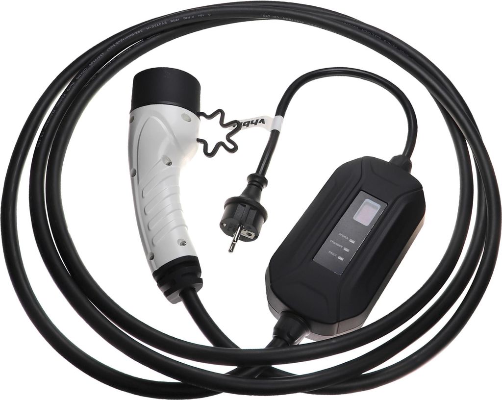 vhbw Ladekabel Typ 2 zu Typ F CEE 7/7 für Elektroauto, 1-phasig, 16 A, 3,5 kW, 5 m