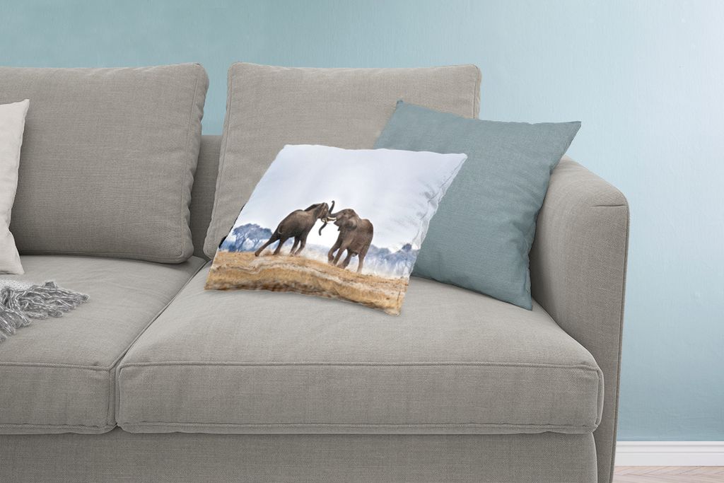 MuchoWow Zierkissen Sofakissen Wohnzimmer Dekokissen 60x40 cm Elefant - Tiere - Flachland - Natur - Kopfkissen - Polster mit Foto