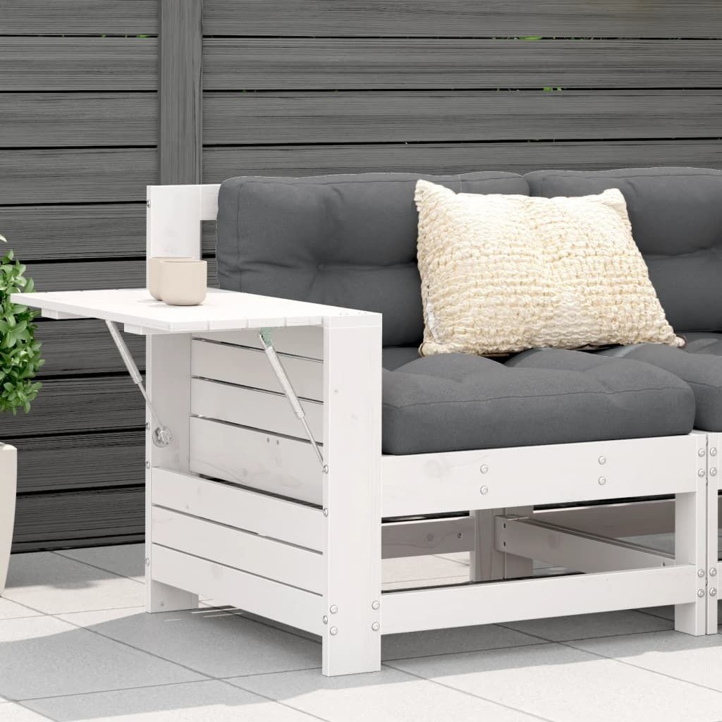 CLORIS Gartensofa mit Armlehne und Kissen Weiß Massivholz Produktbild 