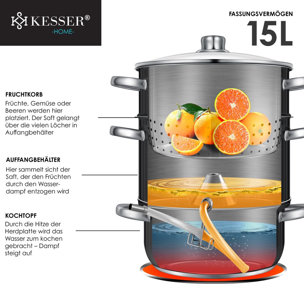 KESSER® Dampfentsafter 15 L Edelstahl Entsafter Saftpresse Produktbild 11