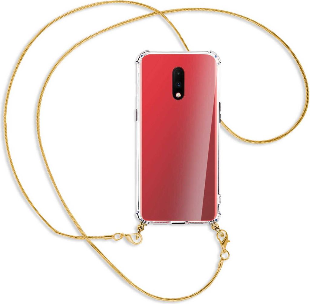 Handykette Backcover-Schutzhülle mit Band (Metall goldfarben) für OnePlus 7 - goldfarbene Kette Snake