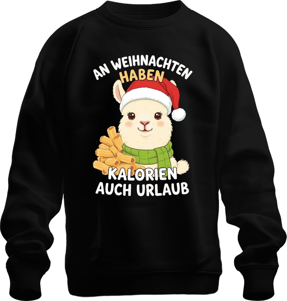 An Weihnachten haben Kalorien Urlaub Alpaka lustig Geschenk Uni Sweatshirt Pullover, Schwarz, XL