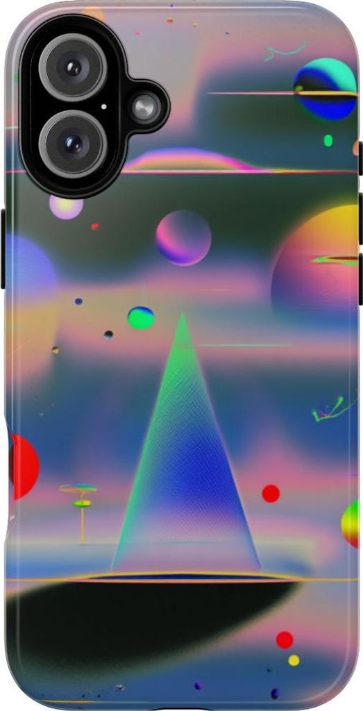 Bunte geometrische Kugeln und Pyramide – Hülle Kompatibel mit iPhone 16 Plus