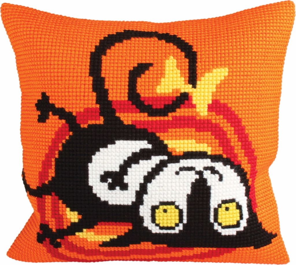 CdA Kreuzstichkissen "Entflohene Katze" 5230, 40x40cm, Stickbild vorgezeichnet