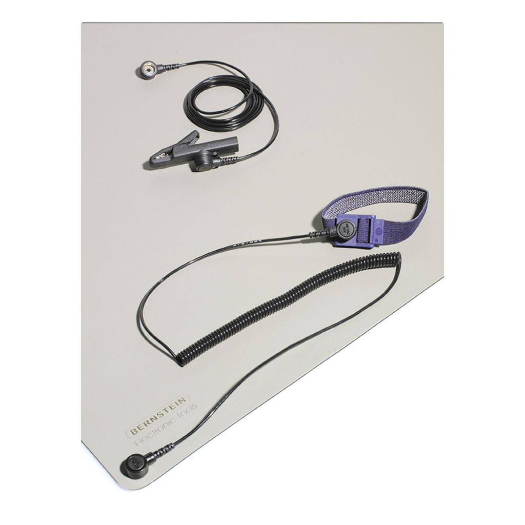 BERNSTEIN ESD-Tischmatten-Set Platin-Grau (L x B) 800 mm x 600 mm 9-361 inkl. Erdungskabel, inkl. Er
