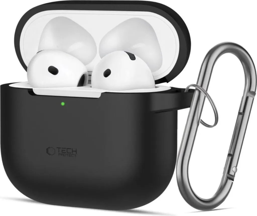 Custodia AirPods 4 Tech-Protect Gancio Silicone Nero - Slim Fit