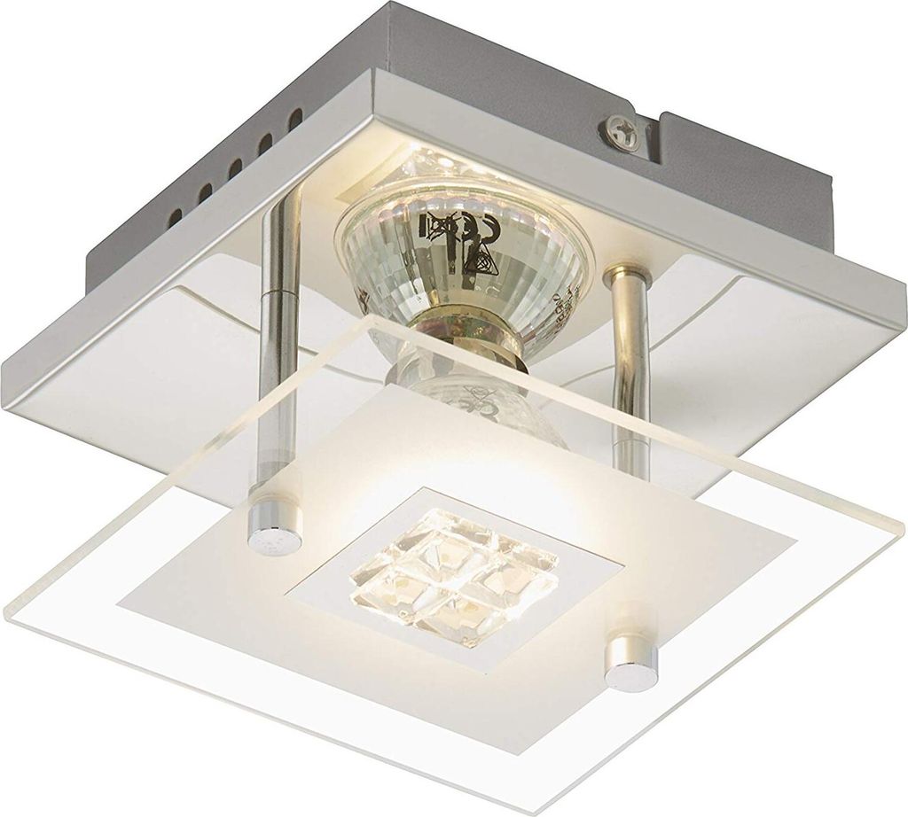 Briloner LED Deckenleuchte Chrom Glas Tula Eckig 3W GU10 Produktbild 