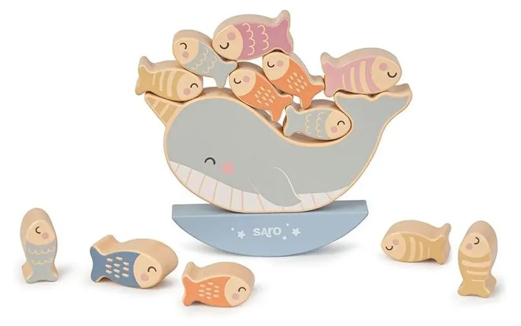 Jeu d'équilibre Sea Life en bois naturel - Puzzle 3D thème océanique