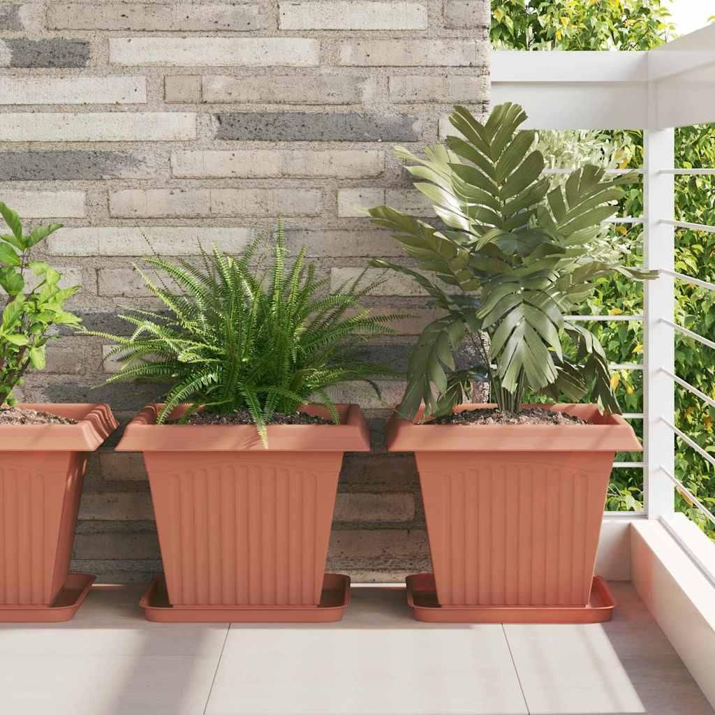 Maison Exclusive - Quadratischer Blumentopf 24 pcs Ziegelrot 38 x 38 x 30 cm