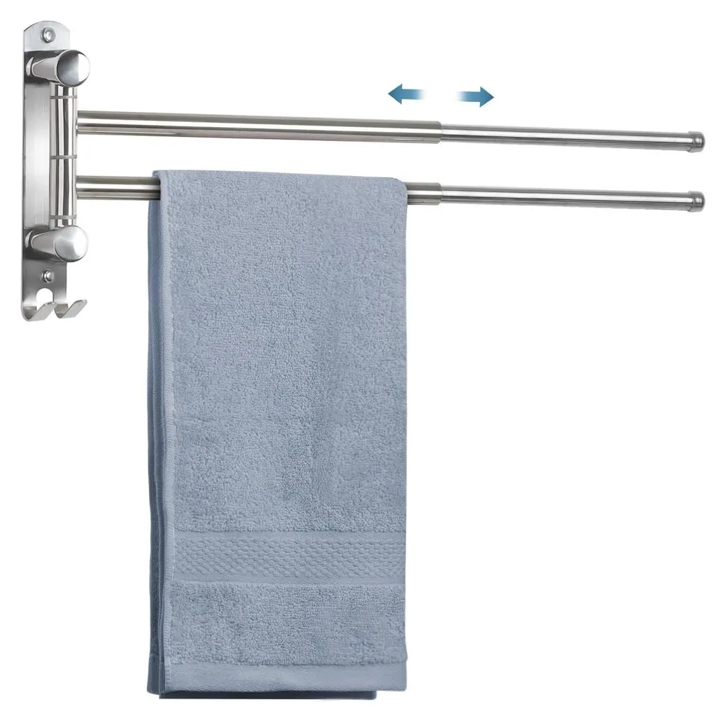 Porte-serviettes extensible 50 cm inox avec 2 bras rotatifs flexibles