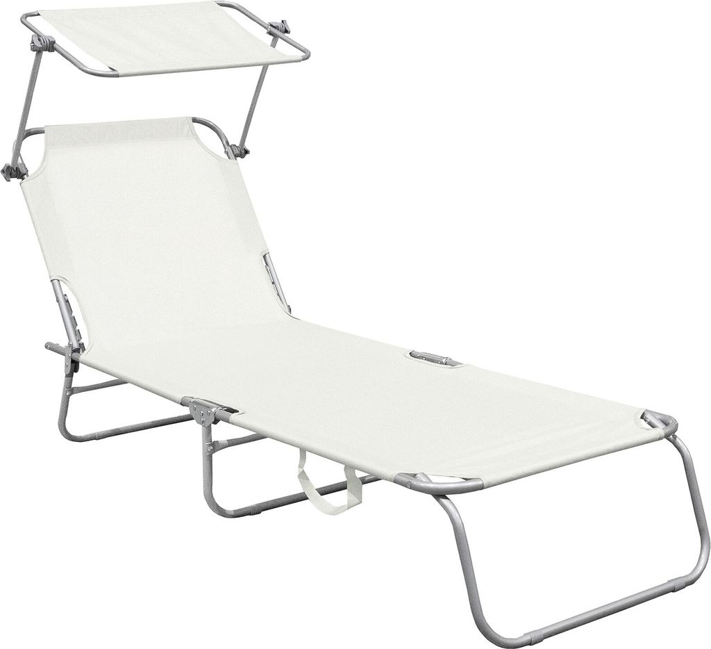 3-Bein-Gartenliege mit Dach, Farbe Beige Produktbild 2