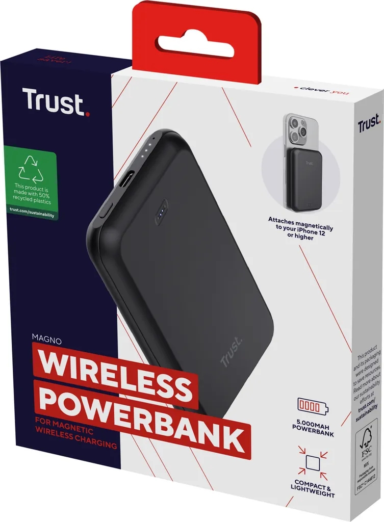Batterie externe induction Trust Magno 5000 mAh pour smartphone