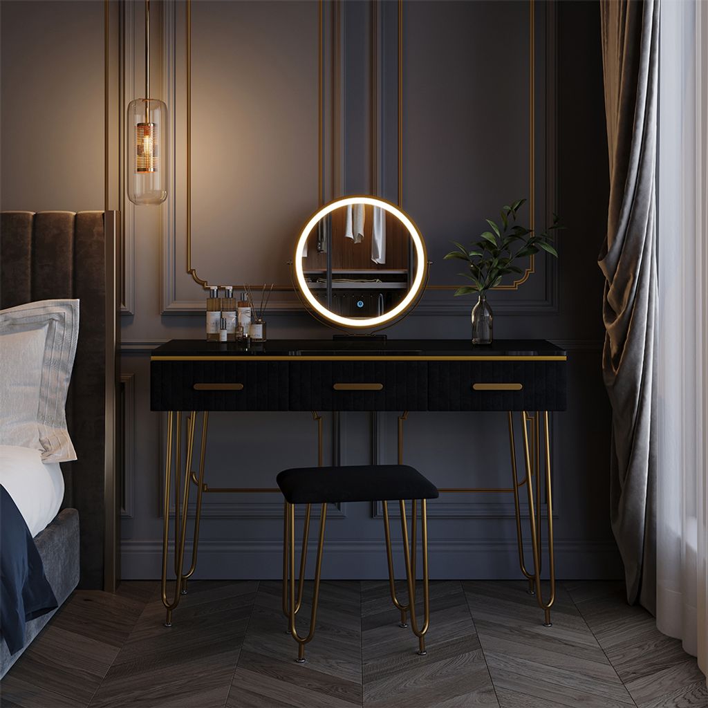 Vicco Schminktisch Layla, 100 cm mit LED Spiegel und Produktbild 1